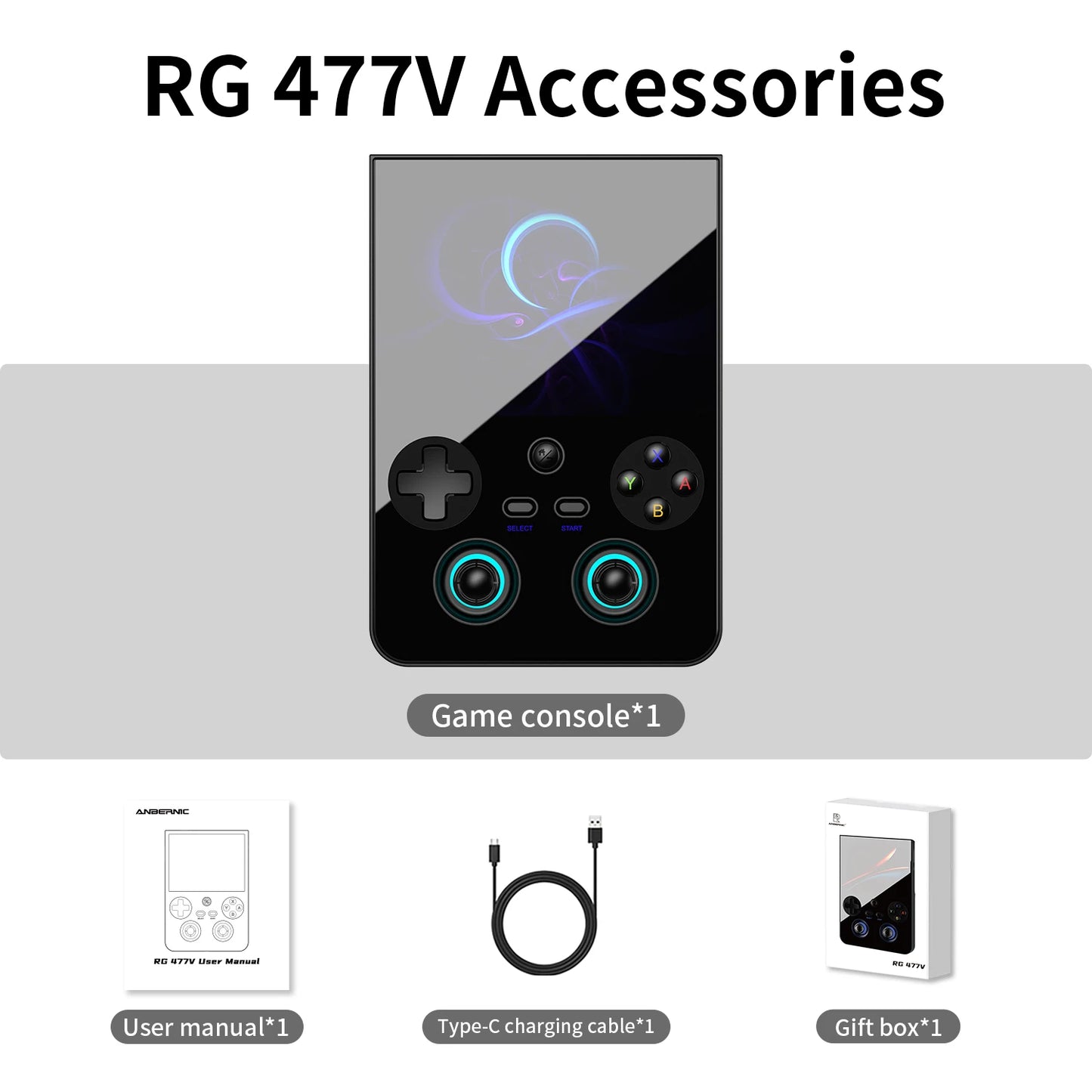 Anbernic RG 477V Retro-Spielkonsole Android 14 Dimensity 8300 Game Player 4.7' LTPS In-Cell Bildschirm 5500mAh Wi-Fi 6E Hall-Joystic