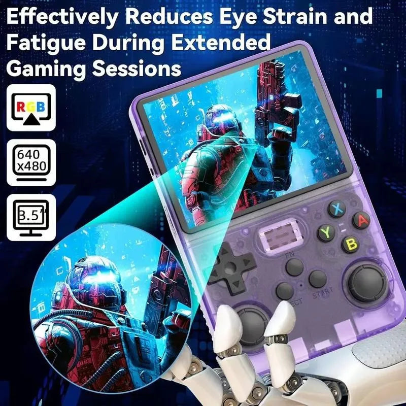 R36S Retro Video Handheld Device, Linux System, 3.5-inch IPS Screen, Built in 3000mAH Battery, Rechargeable Portable, 32G+64G TF