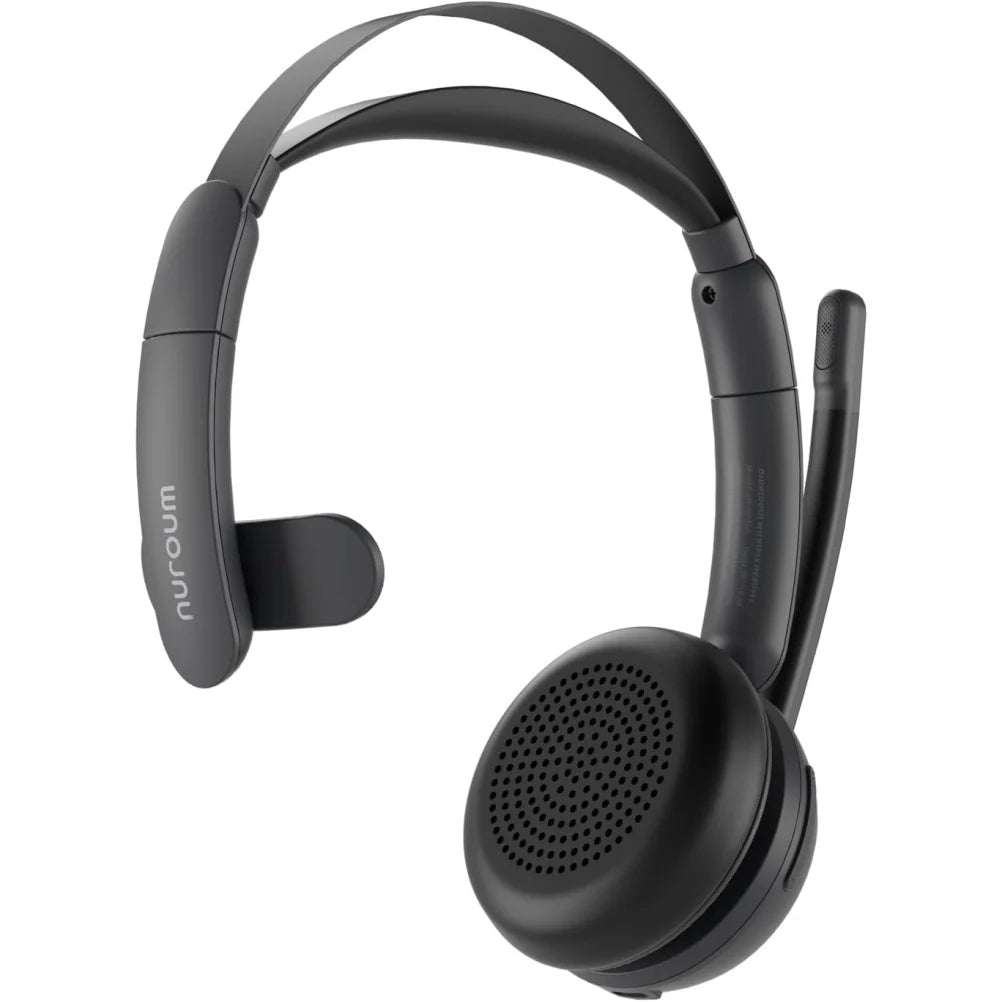 Nuroum HP31SN Wireless Headset with Noise Cancelling Microphone Bluetooth 5.3 for Work Office Call Center, Mute Button Multi-Point Over Ear Headphones for PC Laptop Computer Teams Zoom, Darkgrey Earphones