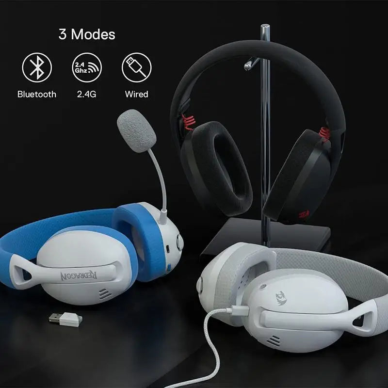 Auriculares inalámbricos Redragon H848 Bluetooth Gaming ligeros, sonido envolvente 7.1, controladores de 40 mm, micrófono desmontable, multiplataforma
