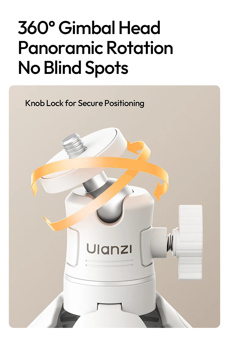 Ulanzi MT-08 Mini Tripod White Color Foldable Tripod Monopod  Mount 1/4'' Tripod Universal for DSLR Android iPhone Smartphone
