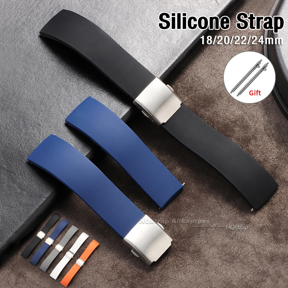 New Silicone Watch Strap 18mm 20mm 22mm 24mm for Seiko for Omega Universal Bracelet Quick Release Waterproof Rubber Wrist Band