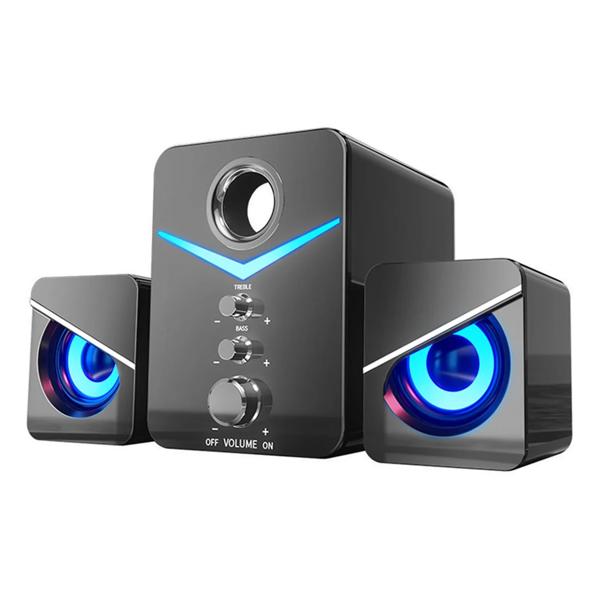 Computer Speakers System Stereo Bass Subwoofer For  Desktop Laptop USB Wired Desktop PC Speaker With RGB LED Light 3.5mm Jack