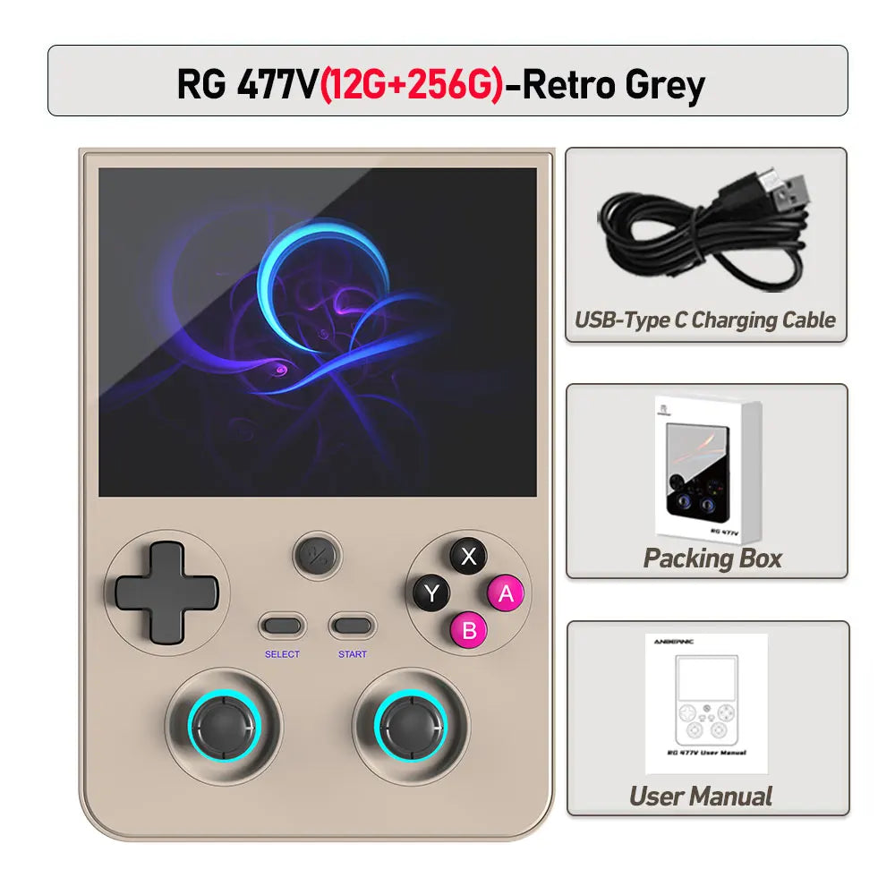 Anbernic RG 477V Retro-Spielkonsole Android 14 Dimensity 8300 Game Player 4.7' LTPS In-Cell Bildschirm 5500mAh Wi-Fi 6E Hall-Joystic