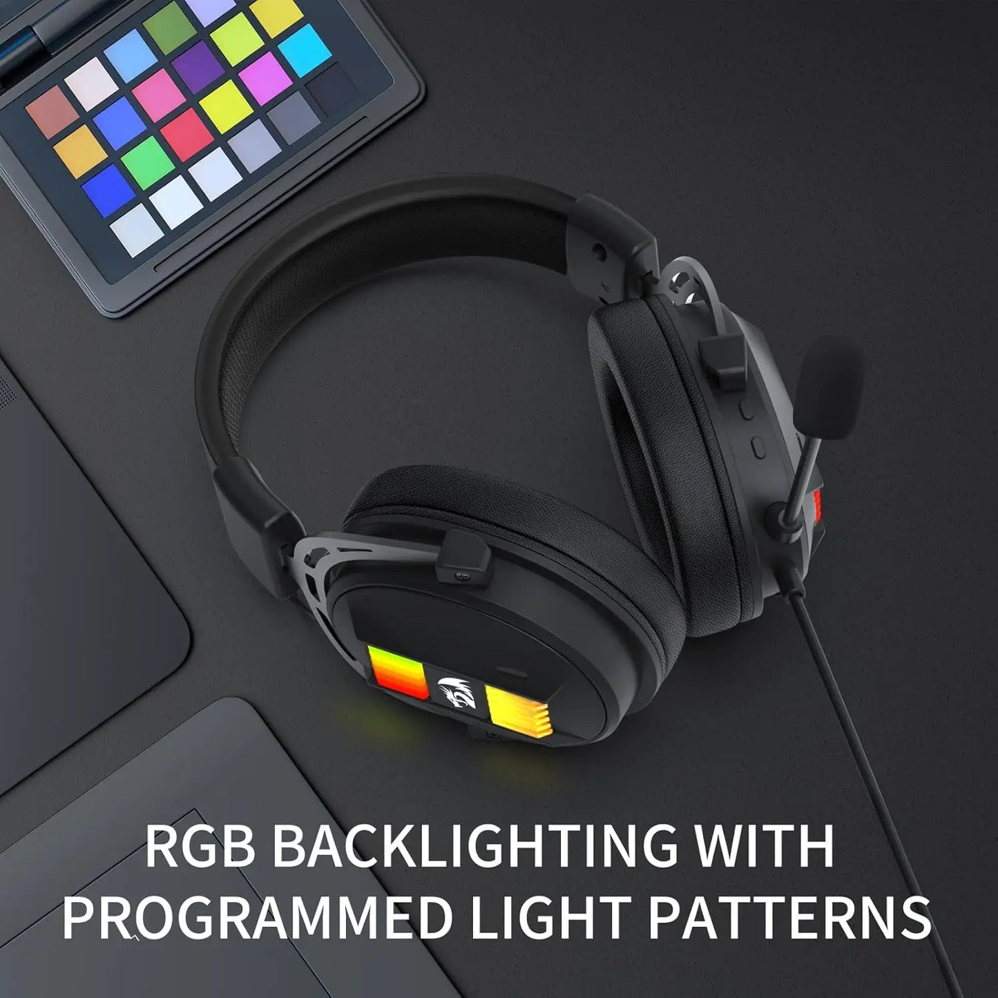 Redragon H375 Wired Gaming Headset, 53mm Drivers 7.1 Surround Sound, Detachable Noise Cancelling Mic, USB Computer Headset