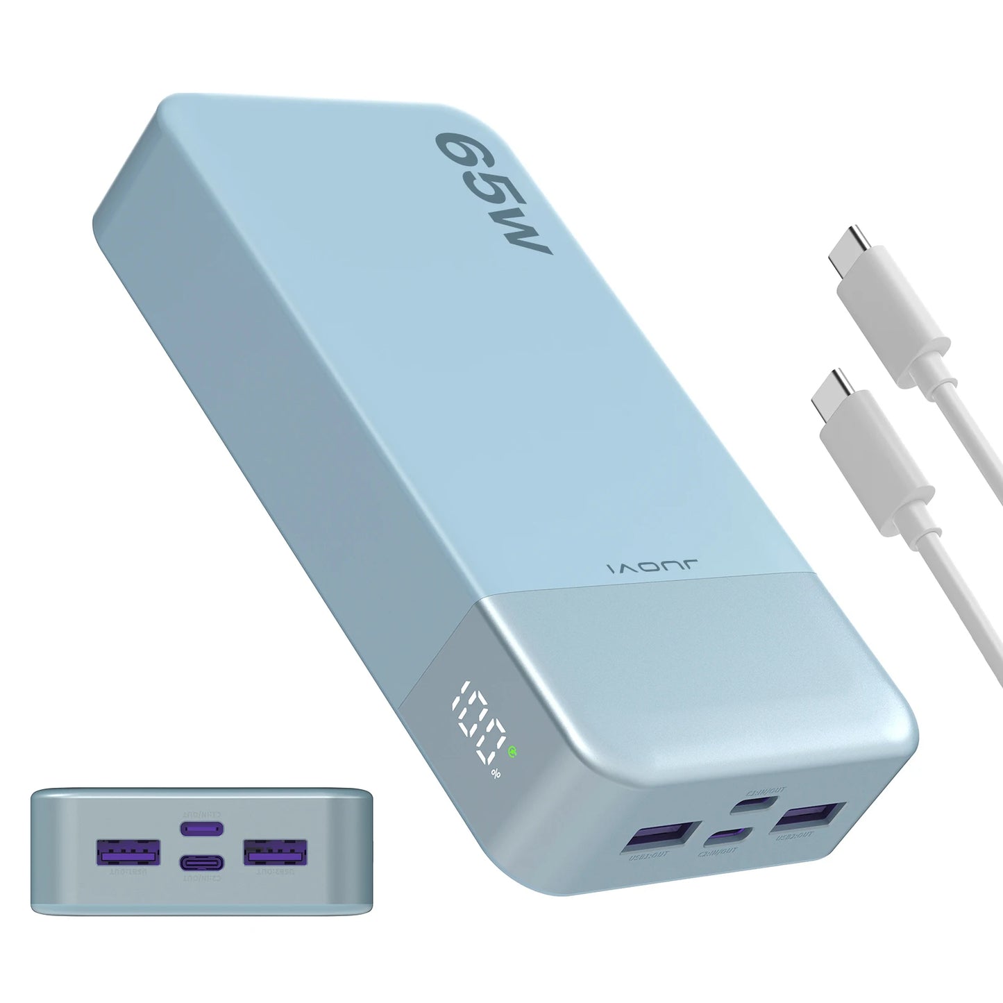 JUOVI Power Bank 65W 20000mAh Laptop Portable Charger, PD QC Fast Charging External Battery Pack for MacBook iPad Tablet iPhone