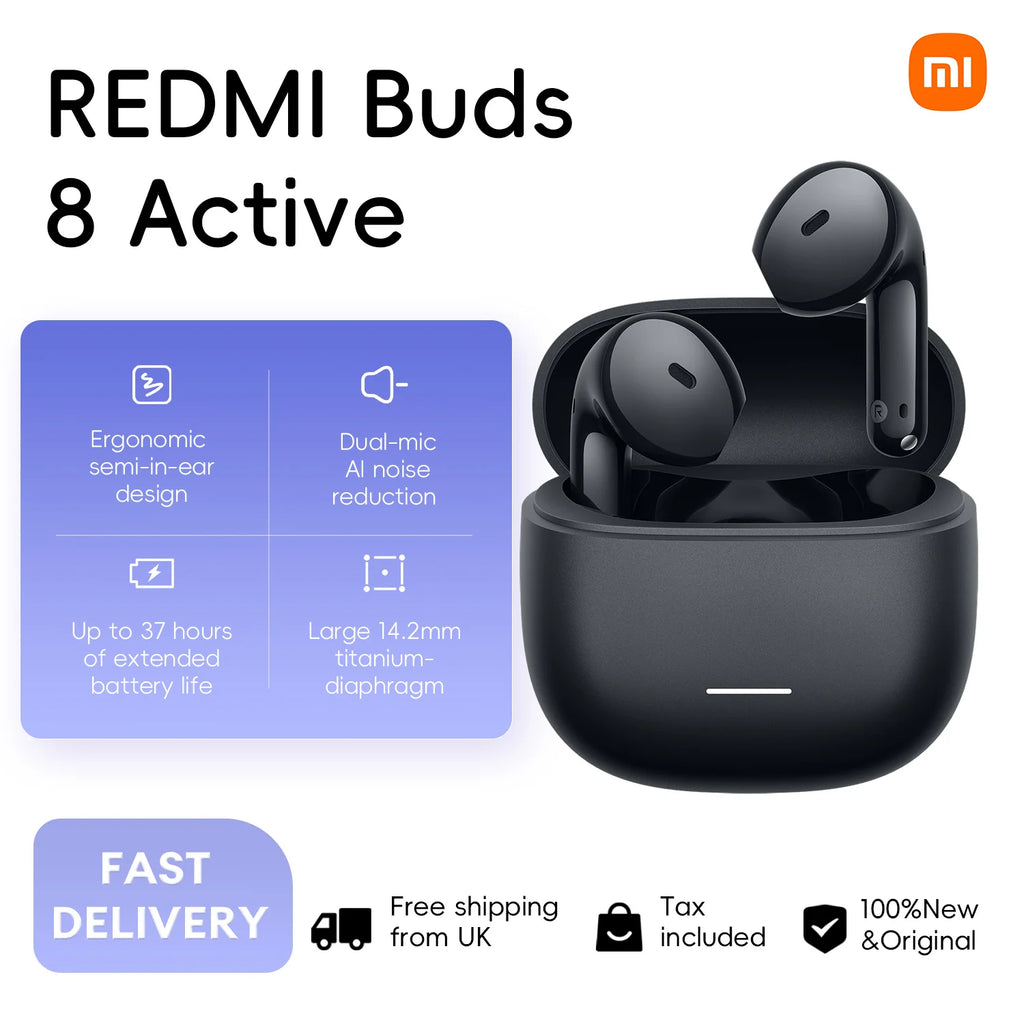 Xiaomi Redmi Buds 8 Active Global Version Dual-mic AI Noise Reduction 37 Hours Long Battery Life 6m/s Wind Noise Cancellation