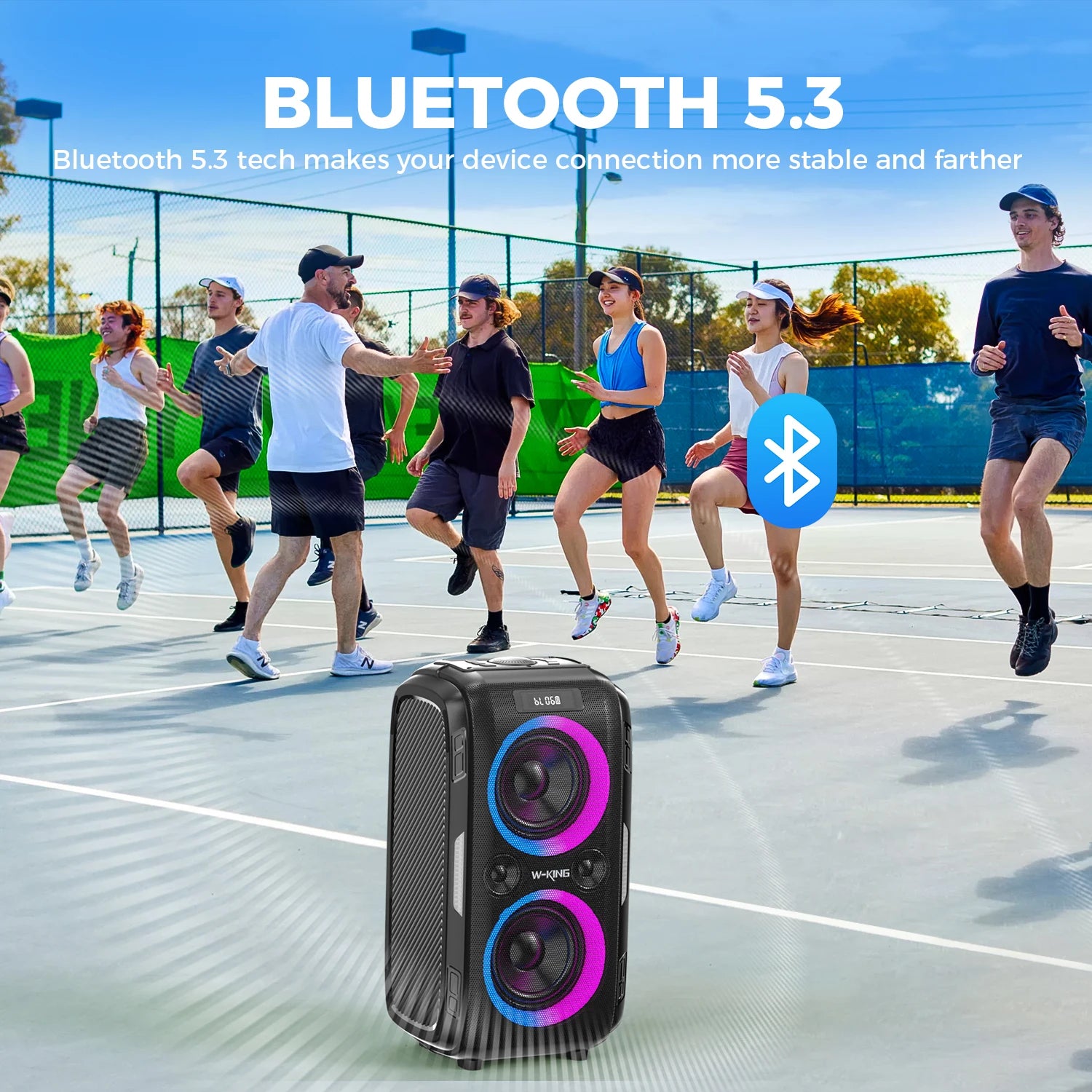 W-KING 250W MAX Party Wireless Bluetooth Speaker Portable Speaker 12 Custom Deep Bass Powerful Boom Box Design with USB Playback