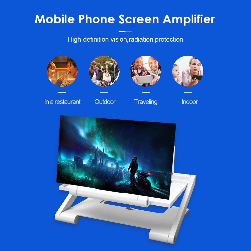 Foldable Mobile Phone Screen Magnifying Glass HD Video Magnifying Glass Folding Stand 8 inch 3D Phone Screen Amplifier Bracket
