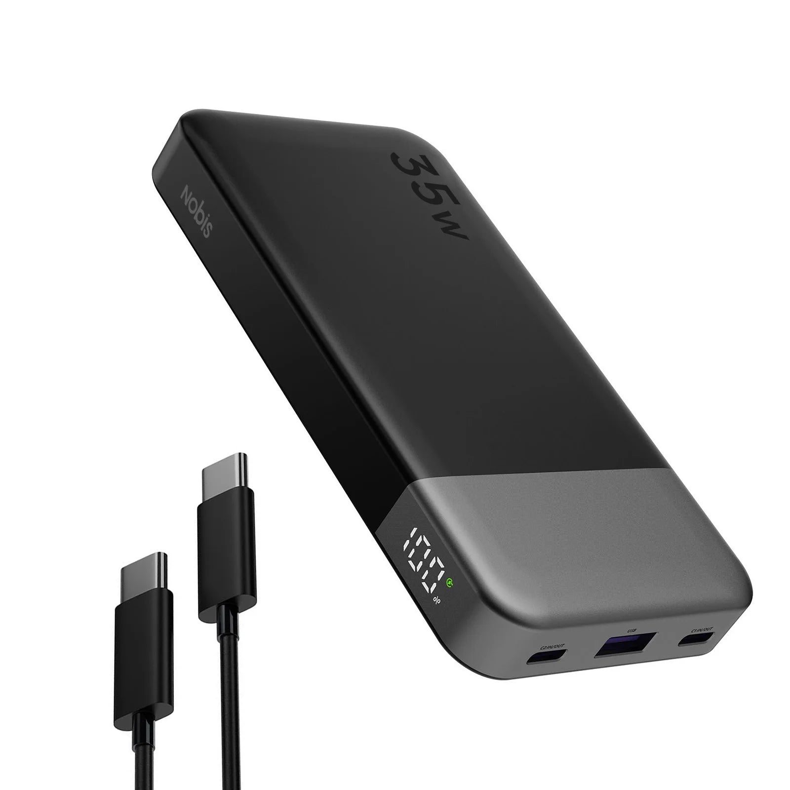 NOBIS N3510 Slim Power Bank 10000mAh Mini Pocket-Sized Smaller Portable Charger External Battery 35W Fast Charging For iPhone