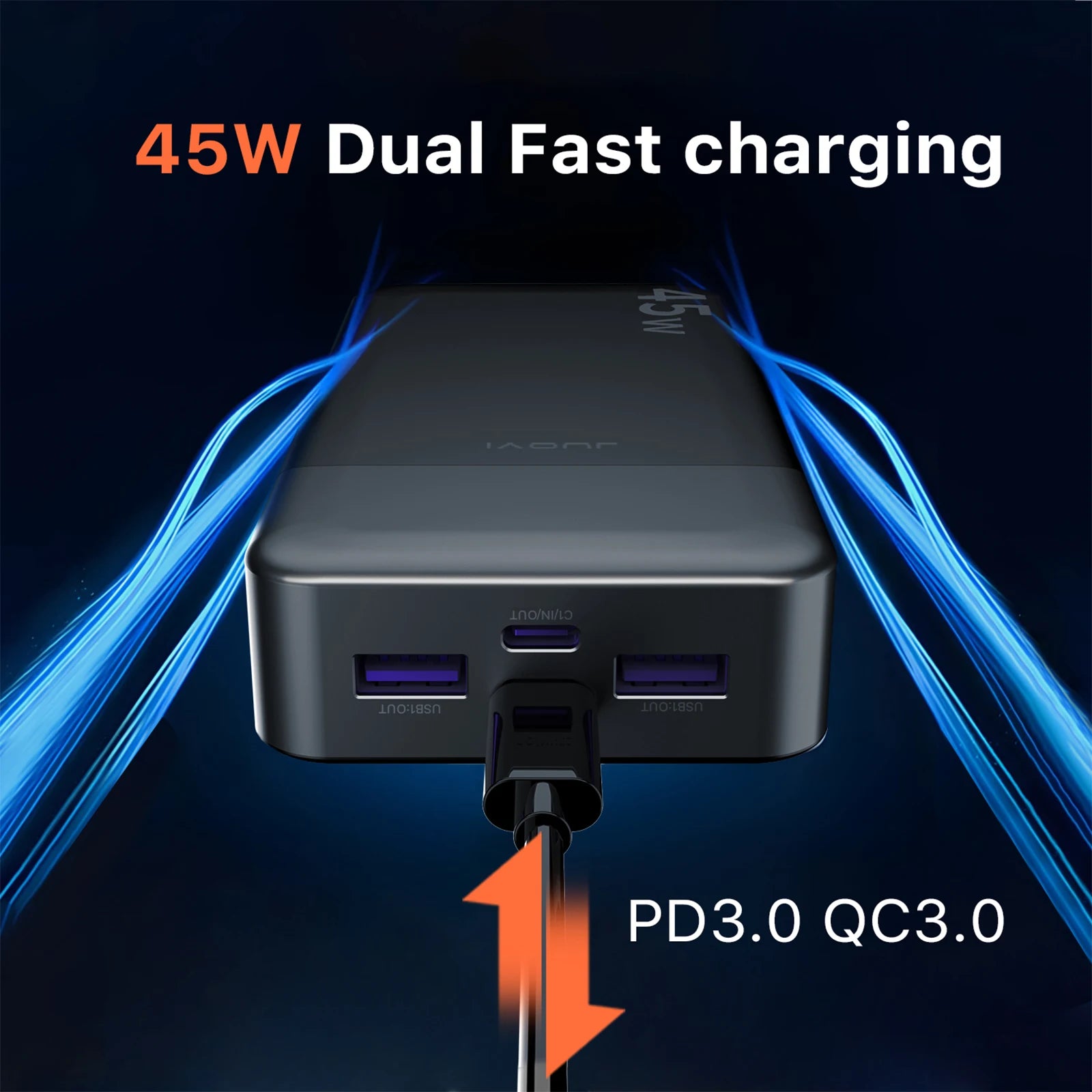 JUOVI Fast Charging Power Bank, 20000mAh 45W Portable Charger, Super Fast Charging with LED Display Portable Phone charger