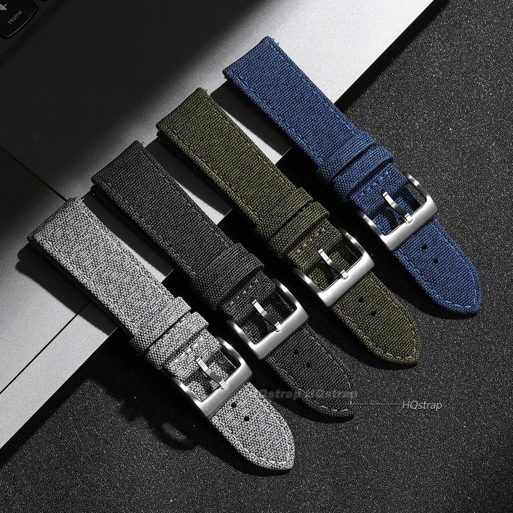 Sailcloth Watch Strap 20mm 22mm for Seiko Band Waterproof Fabric Watchband Quick Release Wristband High Quality Women Men Belt