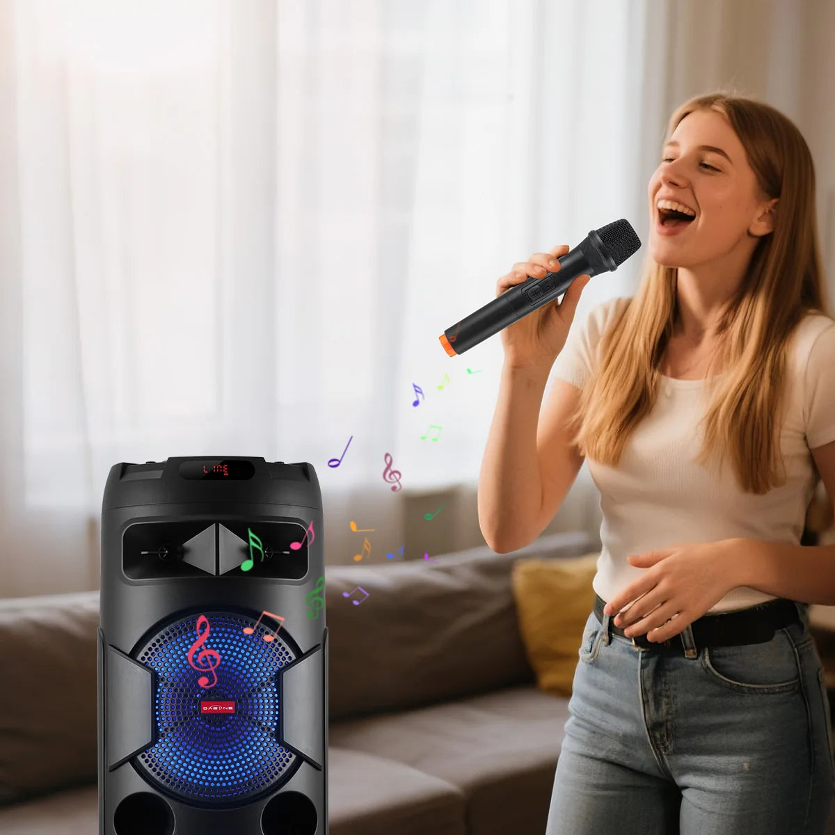 9000W Dual 12 inch Subwoofer Bluetooth Party Speaker With RGB Lights, FM Radio, USB/TF Playback, TWS Pairing, Long Playtime