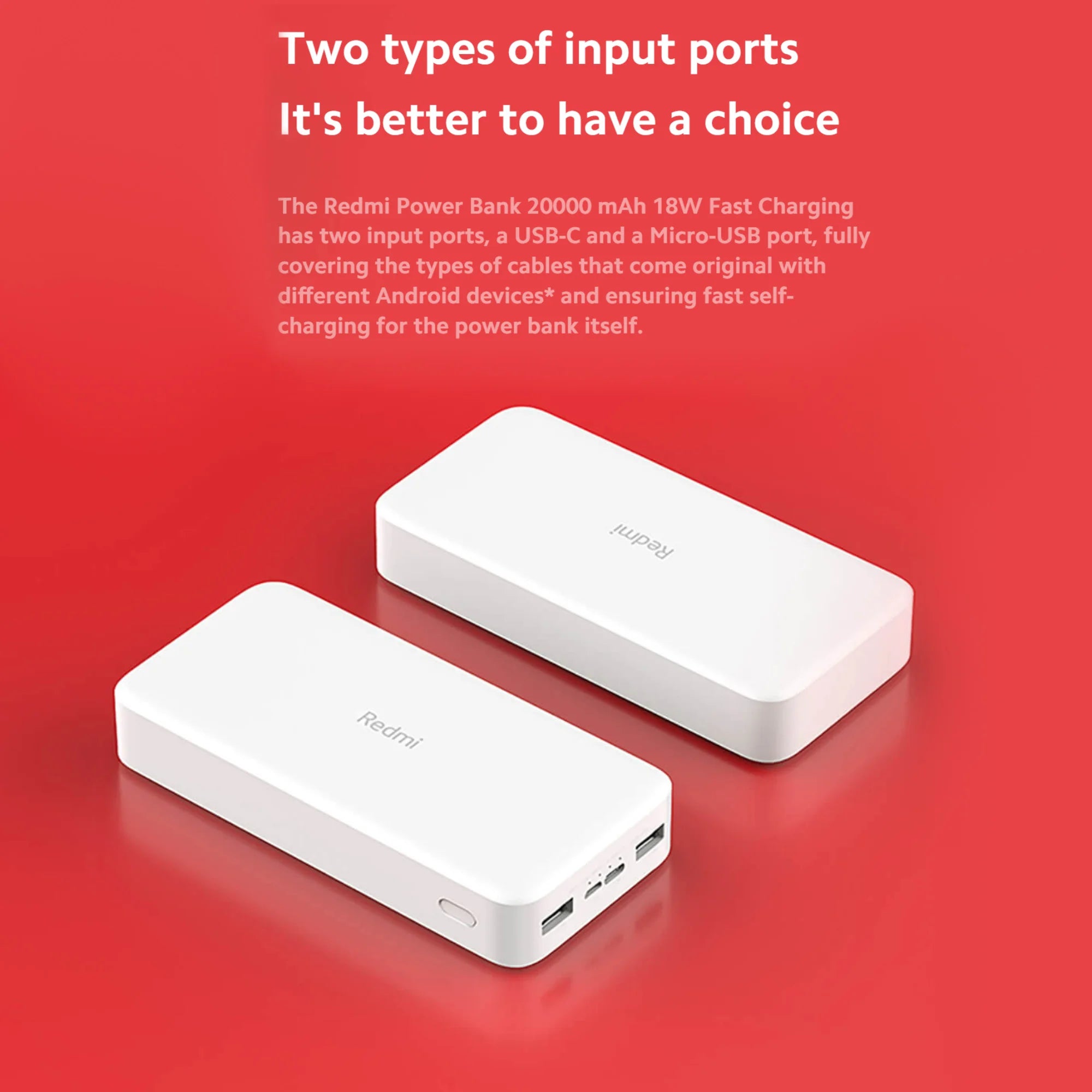 Xiaomi 20000mAh Redmi 18W Fast Charge Power Bank Black, High Capacity of 20000mAh, Two-way 18W Fast Charge, Low-current Charging