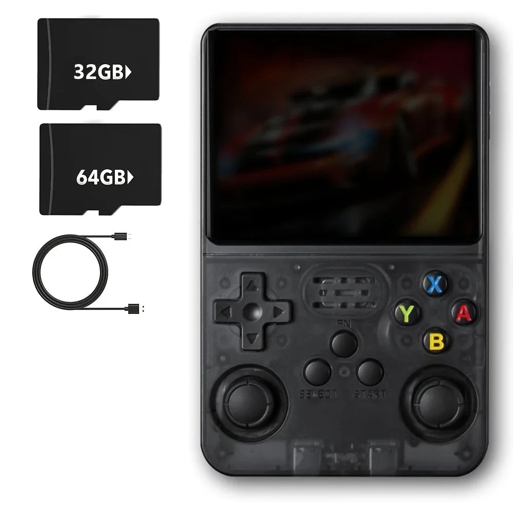 R36S Retro Video Handheld Device, Linux System, 3.5-inch IPS Screen, Built in 3000mAH Battery, Rechargeable Portable, 32G+64G TF