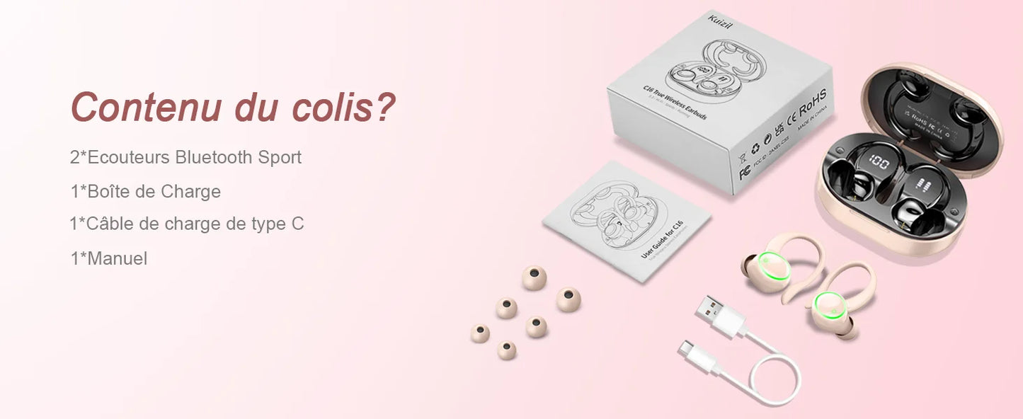 Wireless Earbuds Sports, Bluetooth Headphones 5.3,4 ENC Noise Cancelling Mic, IP7 Waterproof Headset, 48H Playback.