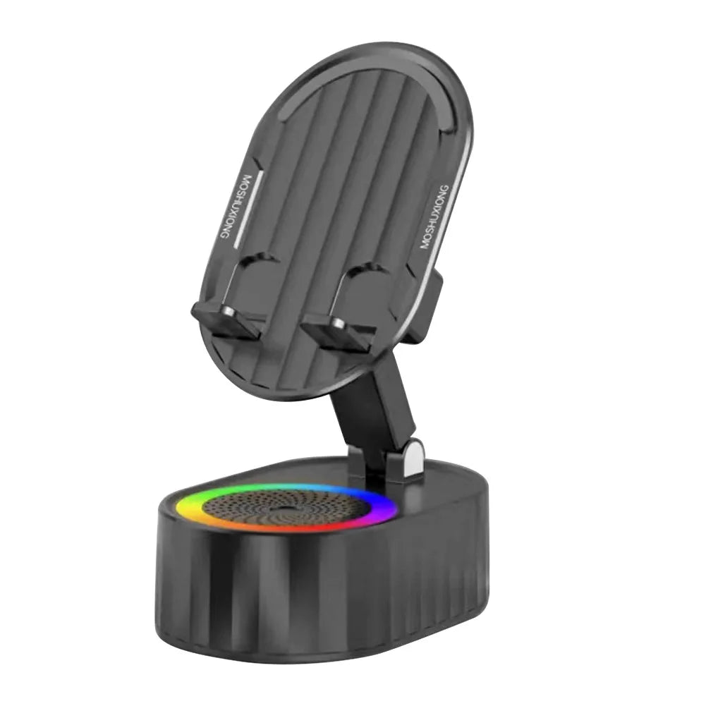Cellphone Stand with Powerbank Phone Charger Speaker 360 Degree Rotating Induction Phone Bracket Multi-Function for Desk Bedroom