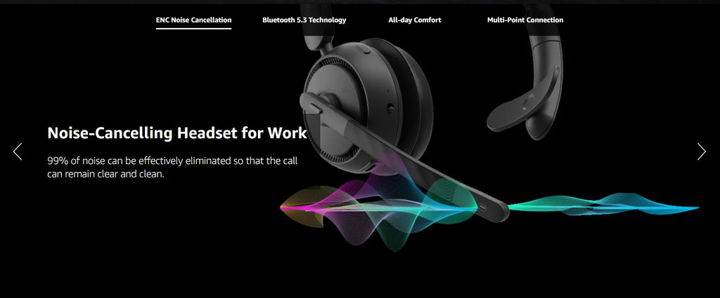 Nuroum HP31SN Wireless Headset with Noise Cancelling Microphone Bluetooth 5.3 for Work Office Call Center, Mute Button Multi-Point Over Ear Headphones for PC Laptop Computer Teams Zoom, Darkgrey Earphones