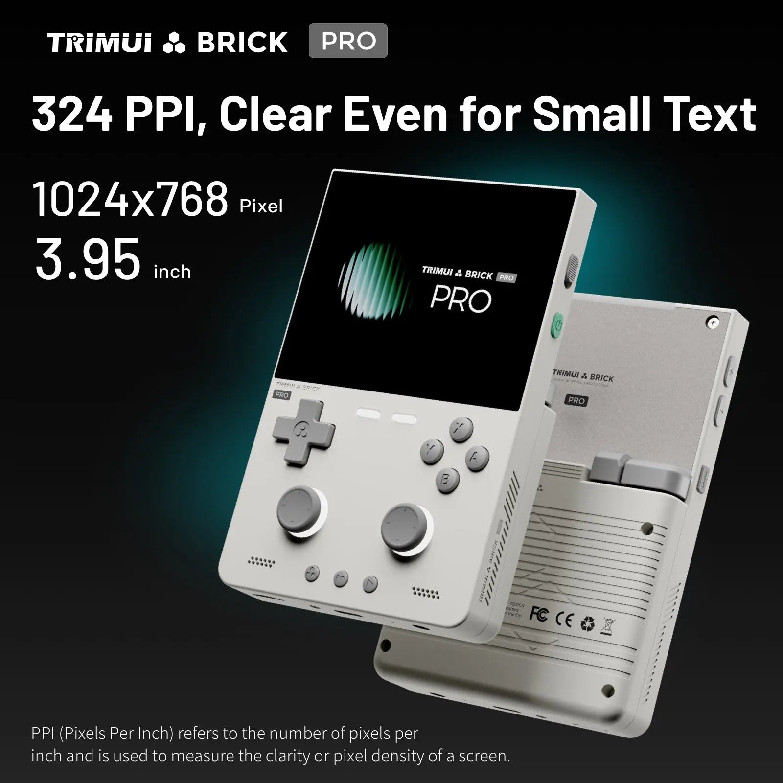 TRIMUI BRICK PRO Handheld Game Console 3.95'' IPS Screen RGB Top Light Dual Hall Joysticks  A133P Linux 4.9 System 5000mAhGifts