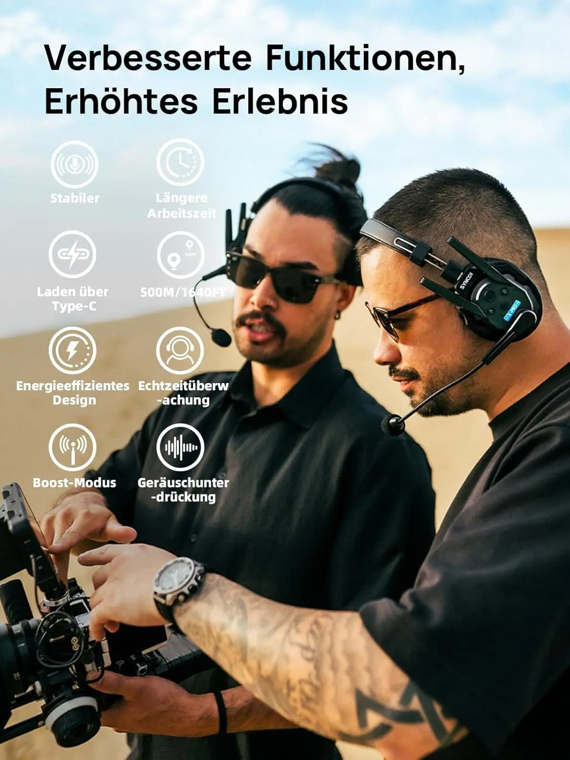 SYNCO XTALK XPRO 2.4G Wireless Intercom Headset 500m 5-Person Communication Noise Reduction for Live Broadcast & Video Shooting