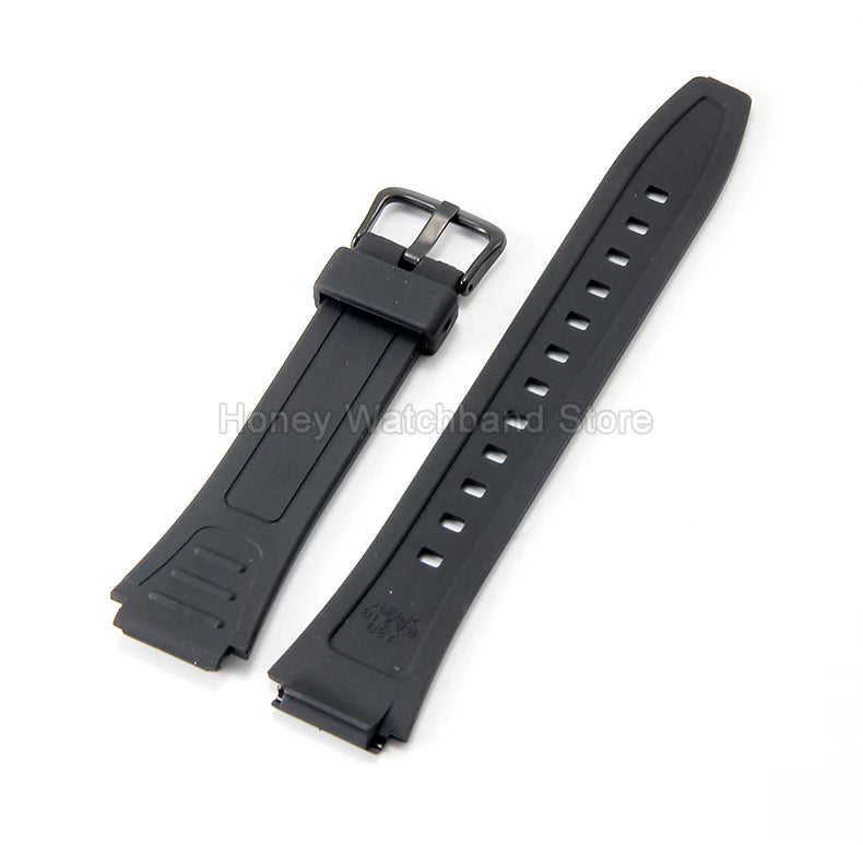 For Casio W-800H F-91W/84/94 Eco Friendly Recycled Resin Watch Strap Black 18mm Convex Fastener Hypoallergenic Quick Release