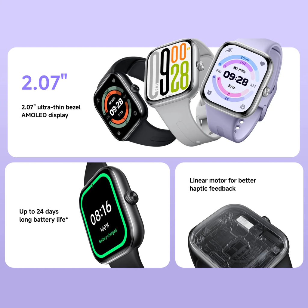 Xiaomi Redmi Watch 5 2.07" AMOLED 24 days Battery Life Bluetooth Calling 150+ Sports Mode Heart Rate Sleep Tracking 5ATM GPS