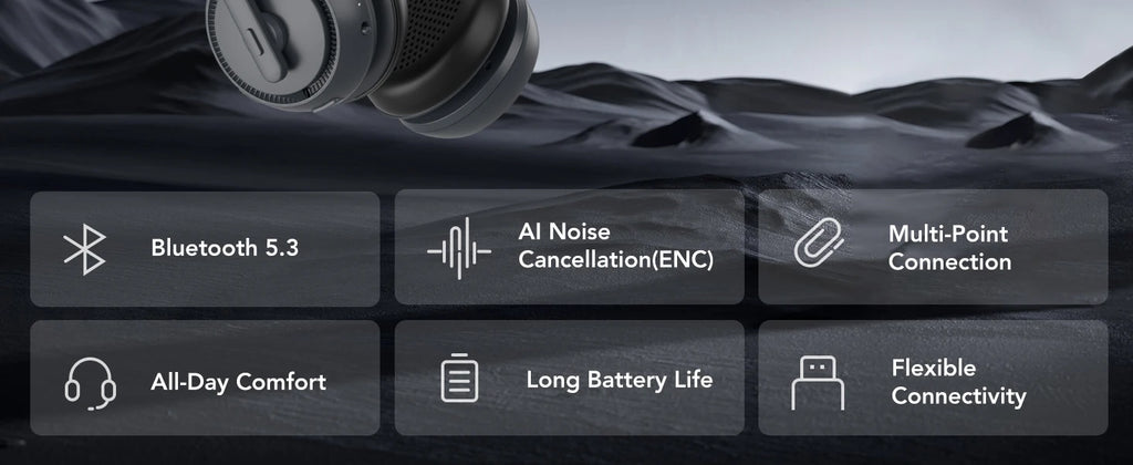 Nuroum Bluetooth 5.3 Wireless Headset with Noise Cancelling Microphone for Work Office Call Center, Mute Button Multi-Point Over Ear Headphones Handsfree Earphone for PC Laptop Computer Teams Zoom Meeting Remote Work Business