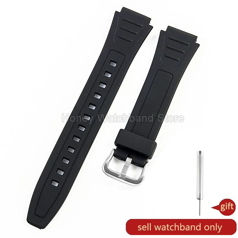 For Casio W-800H F-91W/84/94 Eco Friendly Recycled Resin Watch Strap Black 18mm Convex Fastener Hypoallergenic Quick Release