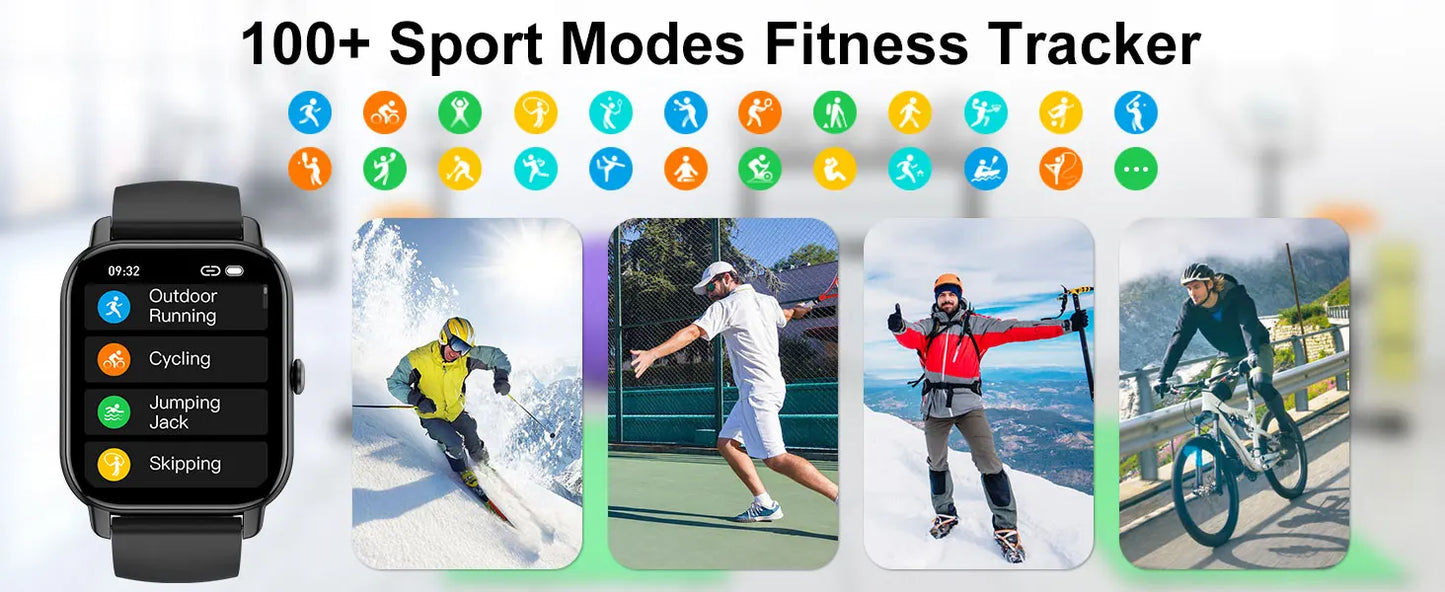 Reloj inteligente Jxrev, reloj deportivo de 1.85" con IP68 impermeable, más de 110 modos deportivos, rastreador de actividad física, reloj ultrafino.
