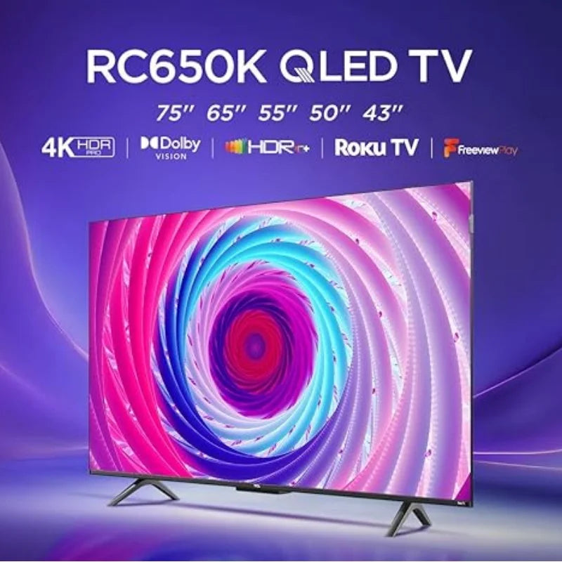 TCL 55RC650K Televisor QLED Pro de 55 pulgadas, 4K Ultra HD, Roku TV (Smart TV con Dolby Vision y Audio, HDR 10+