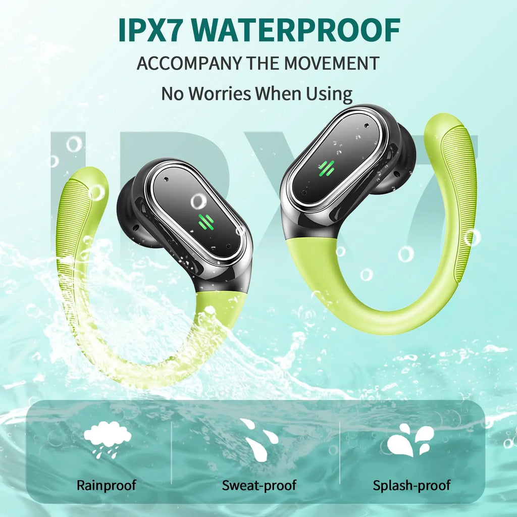 Wireless Earbuds, Bluetooth 5.3 Headphones Sports Headphones In Ear with ENC Noise Cancelling Mic, 50H Playback , LED Display.