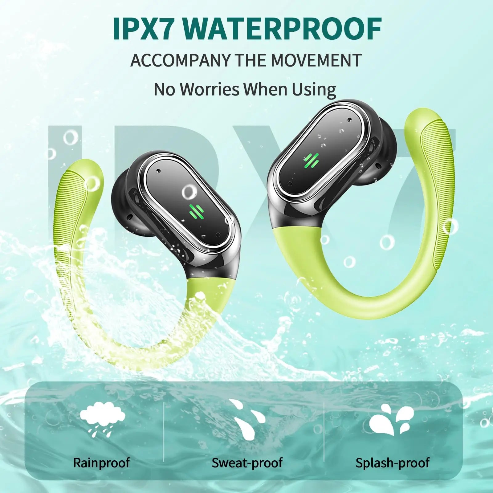 Wireless Earbuds, Bluetooth 5.3 Headphones Sports Headphones In Ear with ENC Noise Cancelling Mic, 50H Playback , LED Display.