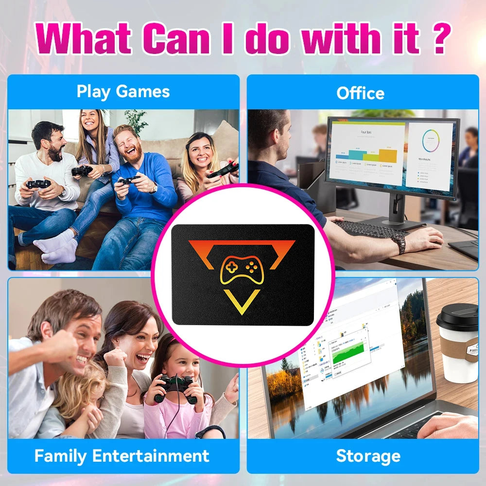 Retro Gaming SSD for Switch/PS5/Xbox/PS4/PS3/PS2/WIIU 80+Emulators Launchbox＆Retrobat＆Playnite 16191 Games Console for PC/Lapt