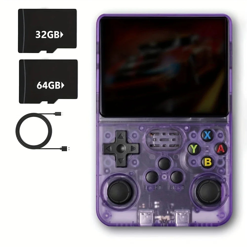 R36S Retro Video Handheld Device, Linux System, 3.5-inch IPS Screen, Built in 3000mAH Battery, Rechargeable Portable, 32G+64G TF
