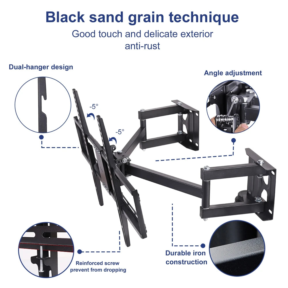 Corner TV Bracket Tilt and Swivel TV Wall Bracket Articulating Arm Full Motion TV Mount for 32-65 inch LCD Wall-mounted TV Stand
