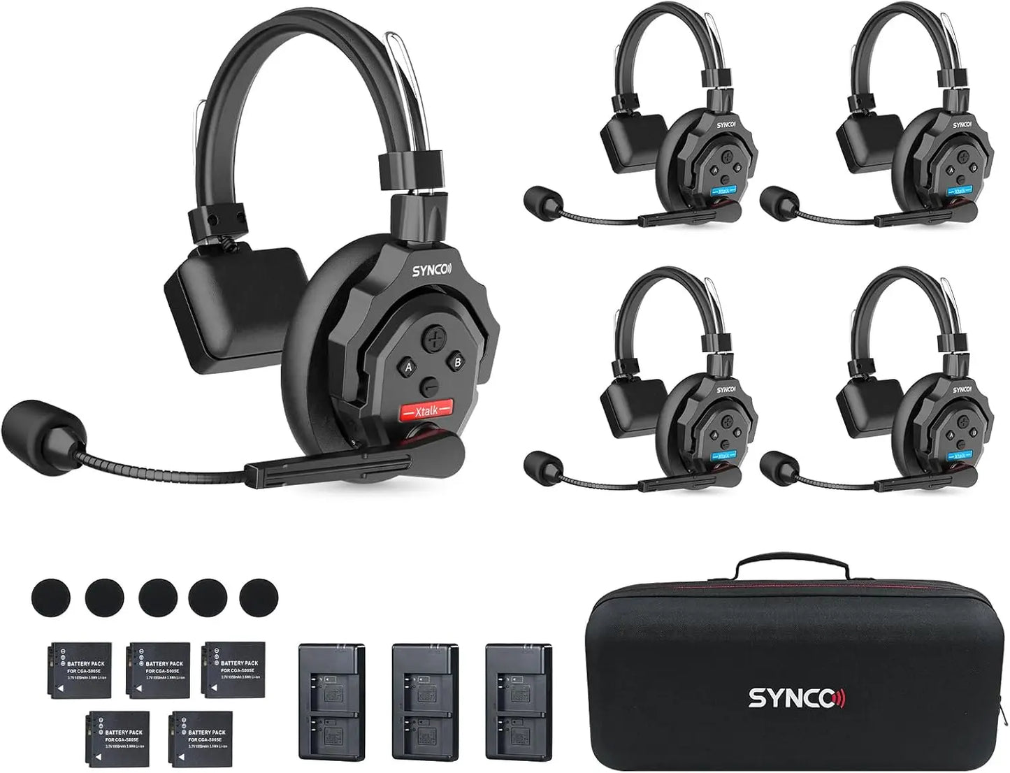 SYNCO XTALK X2 X5 2.4G Kabelloses Intercom-Headset-System 2 Personen 350M 1148FT 24H Betriebszeit Geräuschunterdrückung für Videoaufnahmen