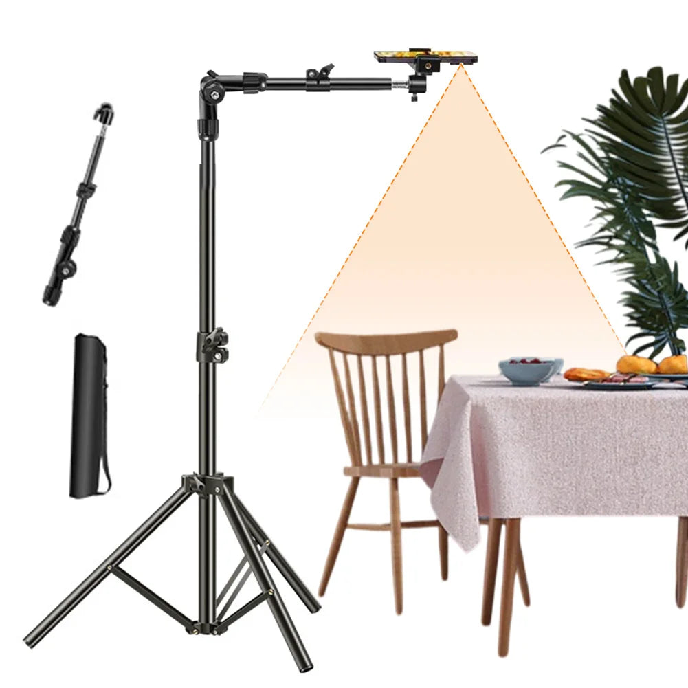 Horizontal Overhead Tripod Adjustable Cell Phone Tripod Stand for Recording/Watching/Vlog