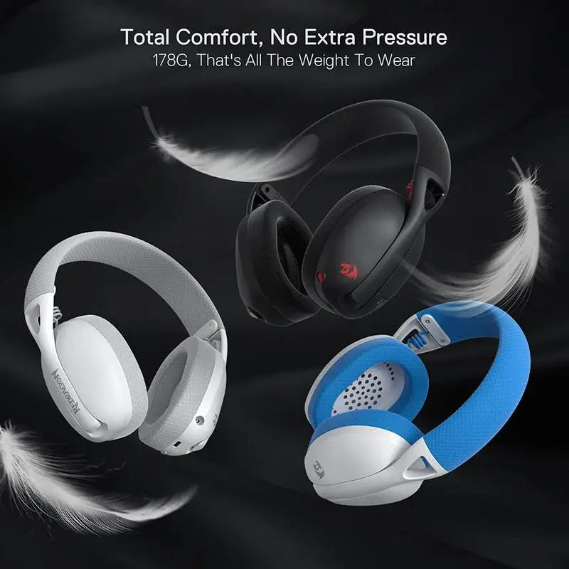 Auriculares inalámbricos Redragon H848 Bluetooth Gaming ligeros, sonido envolvente 7.1, controladores de 40 mm, micrófono desmontable, multiplataforma
