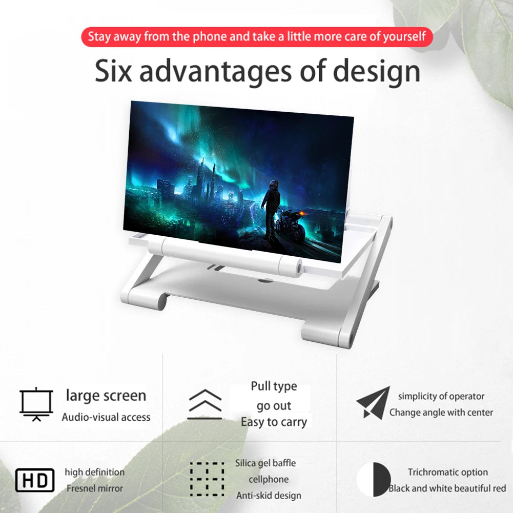 Foldable Mobile Phone Screen Magnifying Glass HD Video Magnifying Glass Folding Stand 8 inch 3D Phone Screen Amplifier Bracket