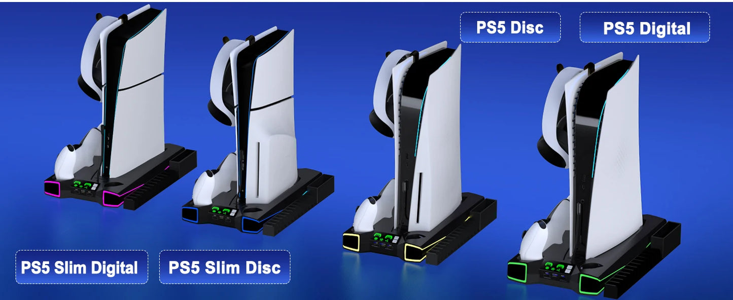 BEBONCOOL S7001 Vertical Stand For NEW PlayStation 5 Slim/PlayStation 5 Cooling Station Notebook-Grade Cooler PS5 Charger