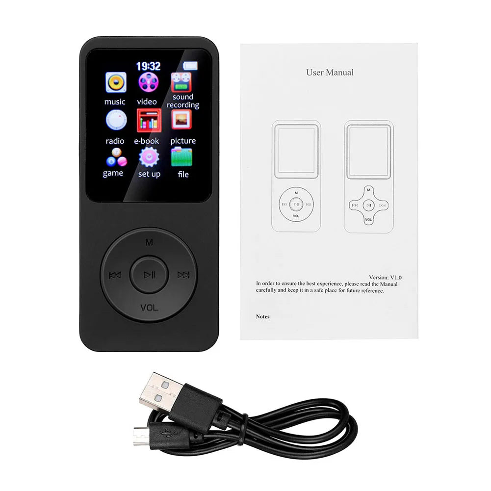 MP3 MP4 Player Bluetooth-Compatible5.0 Music Player 1.8in Color Screen Student Walkman with E-book/FM Radio/Recording