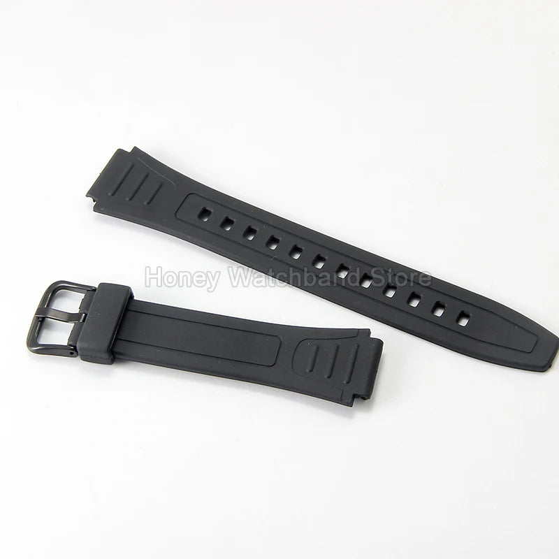 For Casio W-800H F-91W/84/94 Eco Friendly Recycled Resin Watch Strap Black 18mm Convex Fastener Hypoallergenic Quick Release