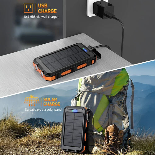 20000mAh Portable Solar Power Banks Outdoor Backup Power External Battery Pack with  LED Light Compass Powerbanks