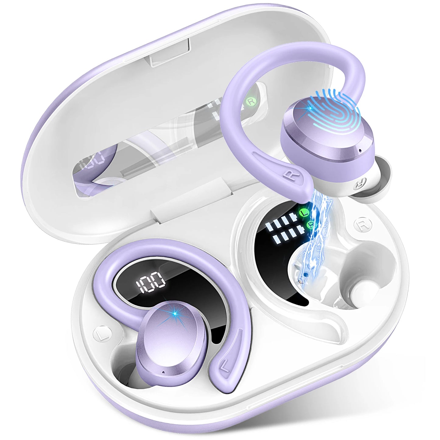 Wireless Earbuds, Bluetooth 5.3 Earbuds Stereo Bass, In-Ear Noise Cancelling Mic, Earphones IP7 Waterproof Sports, 40H Playback.