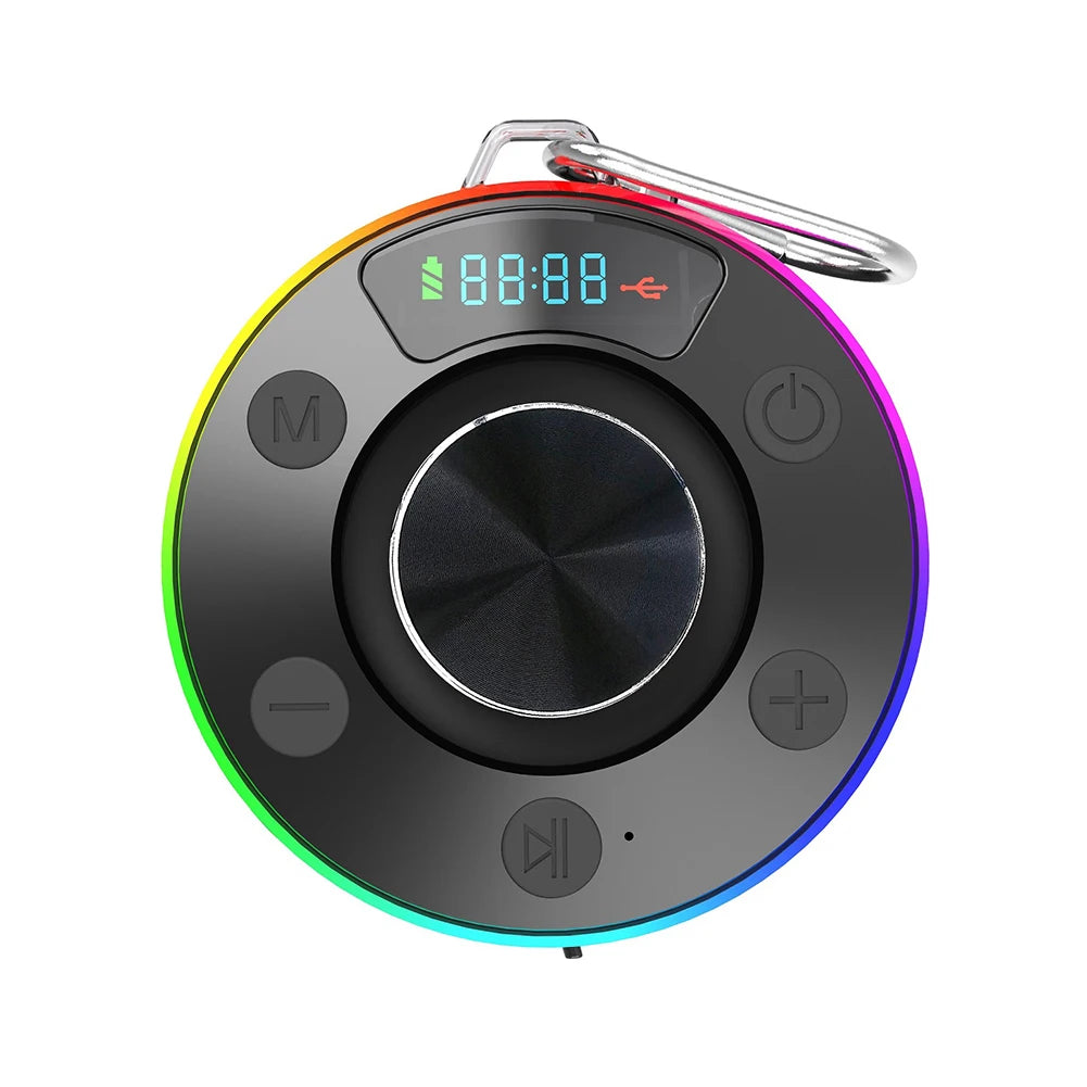 Bluetooth 5.3 Waterproof Shower Speaker with Suction Cup IPX7 for Beach Pool and Bathroom Use with FM Radio