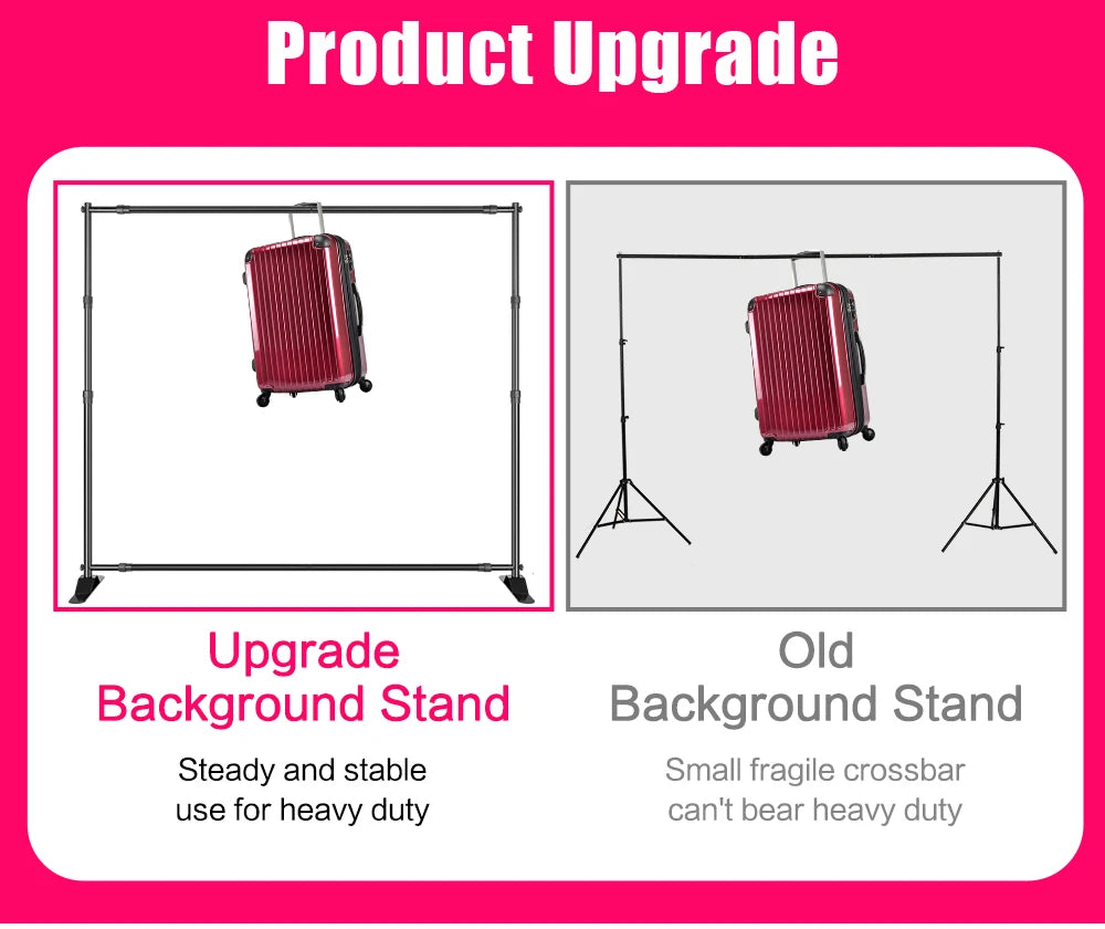 SucceBuy 3x2.4M Backdrop Background Stand Adjustable Telescopic Backdrop Banner Stand for Photocall Video Wedding Event Party