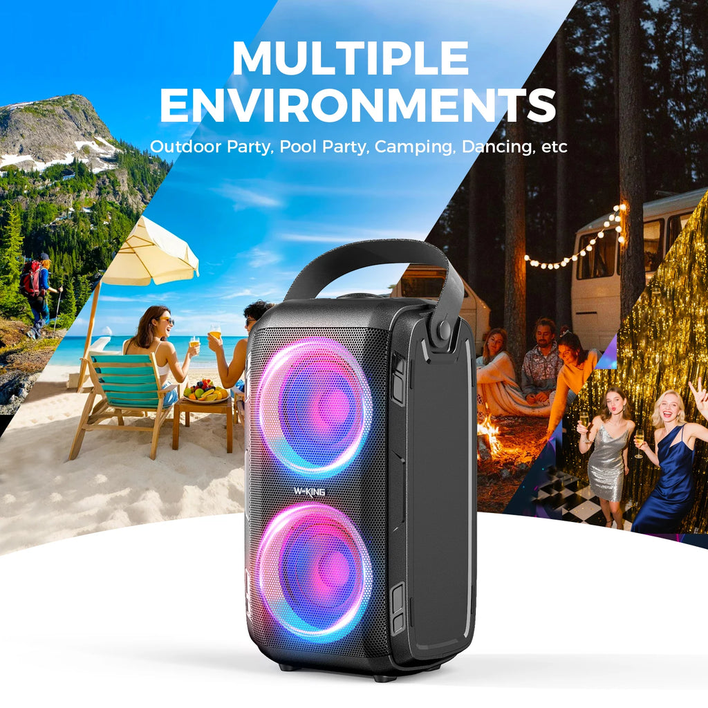 W-KING 180W Peak Party Large Bluetooth Speaker Bigest Boom Box Portable Wireless Removable Battery With Subwoofer USB Playback
