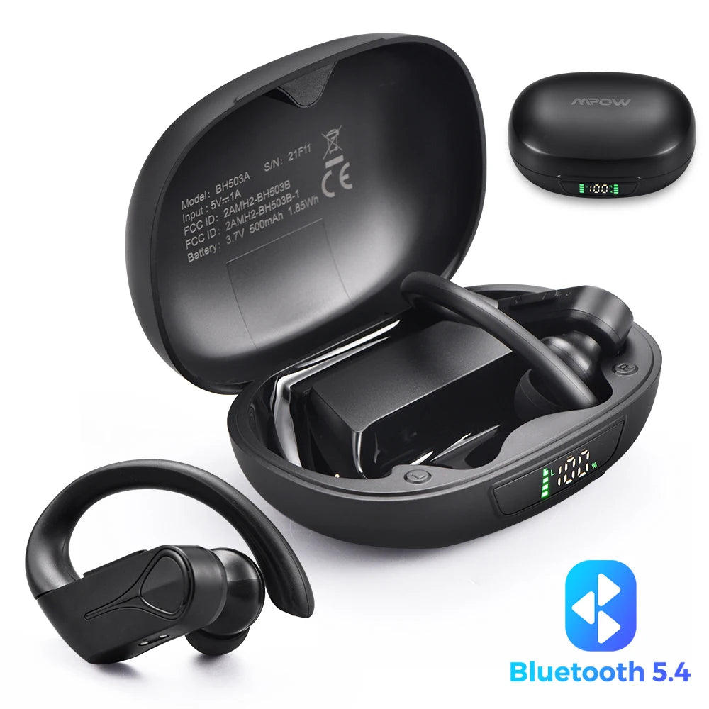 Mpow Flame Solo Wireless Earphones TWS Bluetooth 5.4 Earbuds with ENC Noise Cancellation Mic IPX7 Waterproof for Running Sport