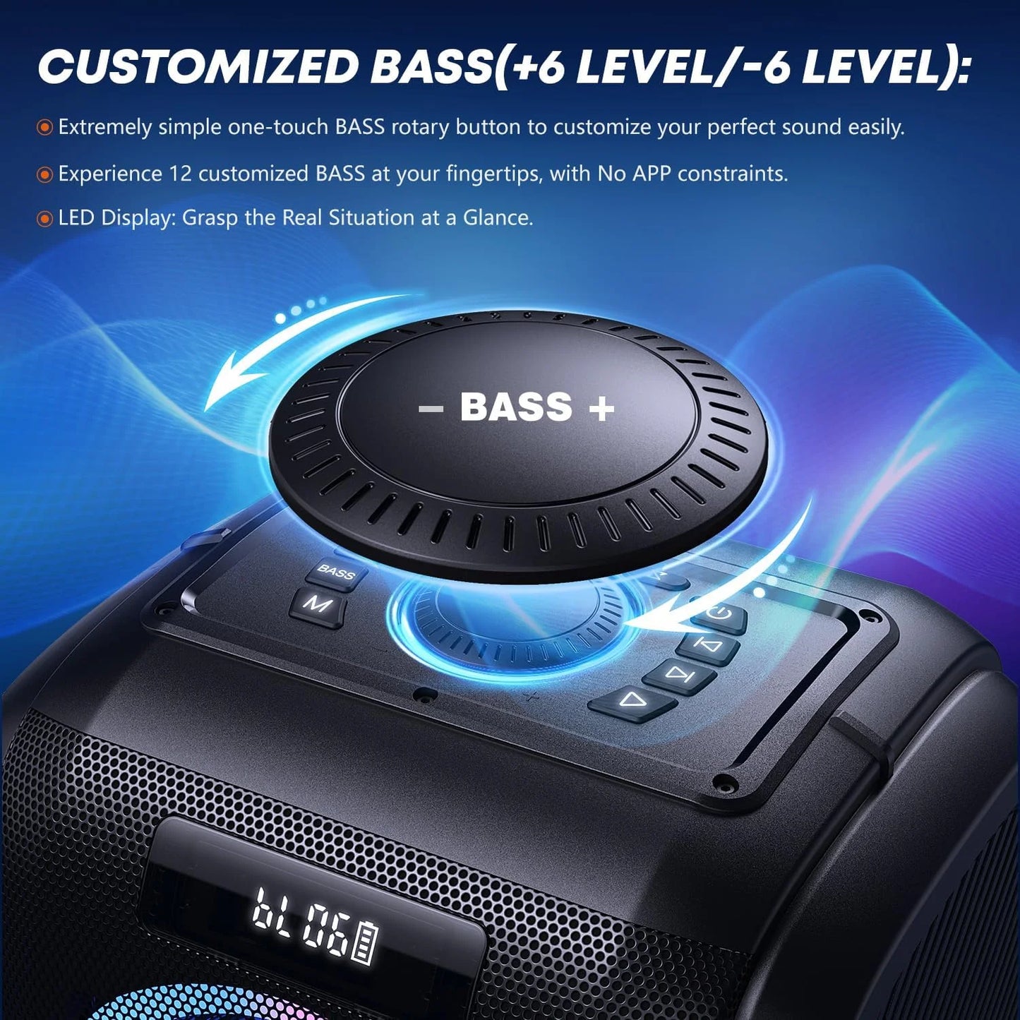 W-KING 250W MAX Party Kabelloser Bluetooth-Lautsprecher Tragbarer Lautsprecher 12 Benutzerdefinierte tiefe Bässe Leistungsstarkes Boombox-Design mit USB-Wiedergabe