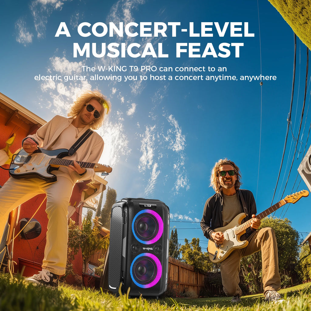 W-KING 250W MAX Party Wireless Bluetooth Speaker Portable Speaker 12 Custom Deep Bass Powerful Boom Box Design with USB Playback
